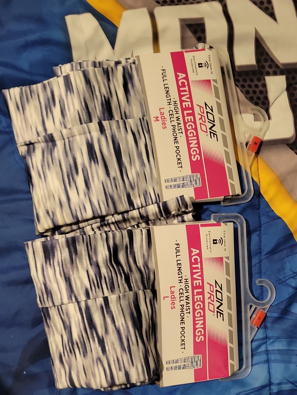 Zone Pro Kids Leggings in Navy and White Abstract Print